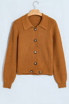 Caramel Collar Neck Button Front Cardigan