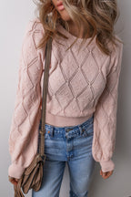 Blush Pointelle Diamond Knit Sweater