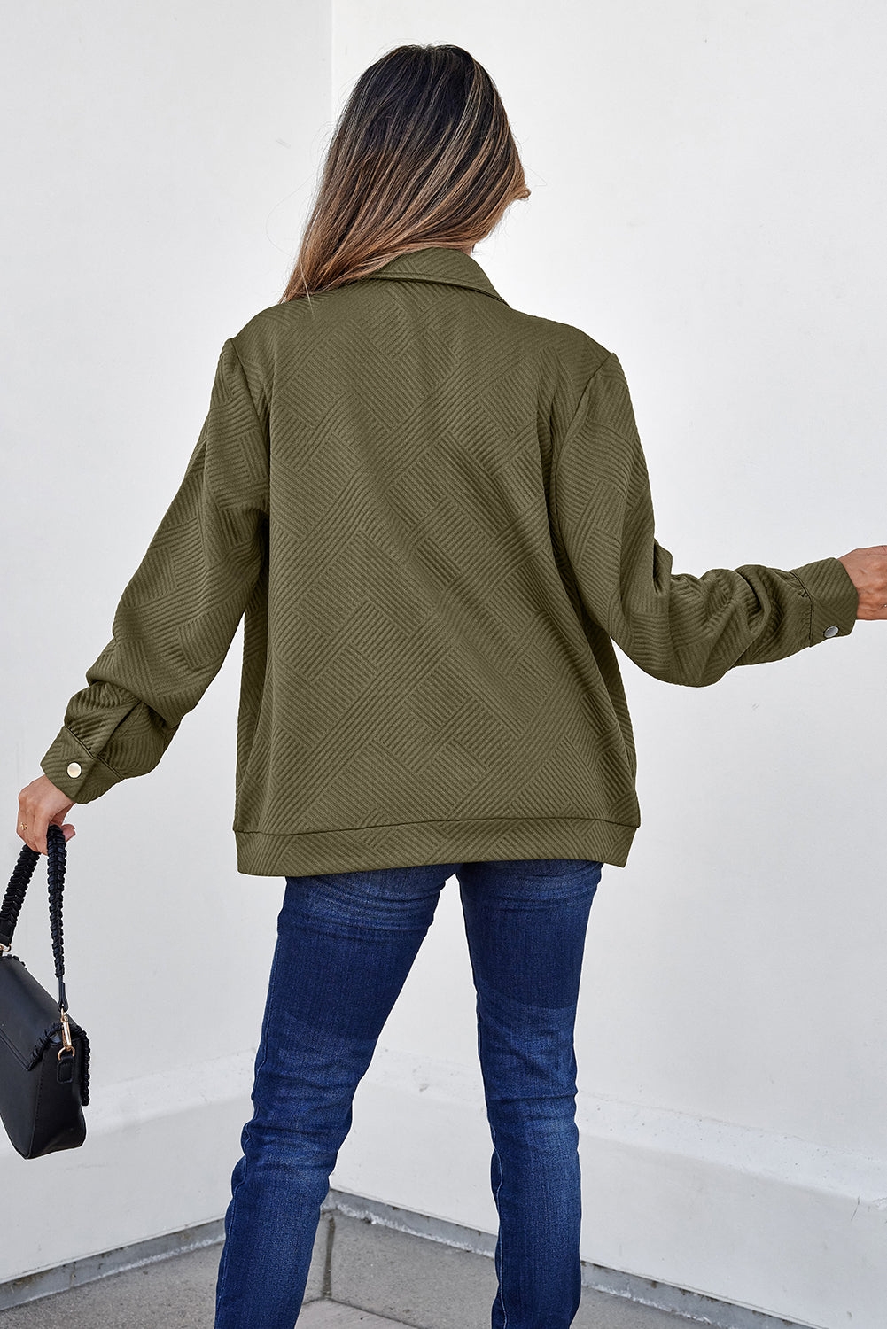 Olive Textured Zip-Up Jacket