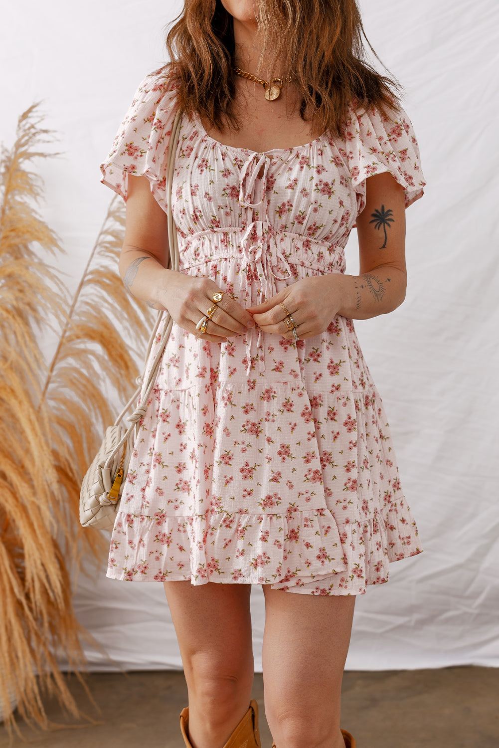 Blush Ditsy Floral Mini Dress