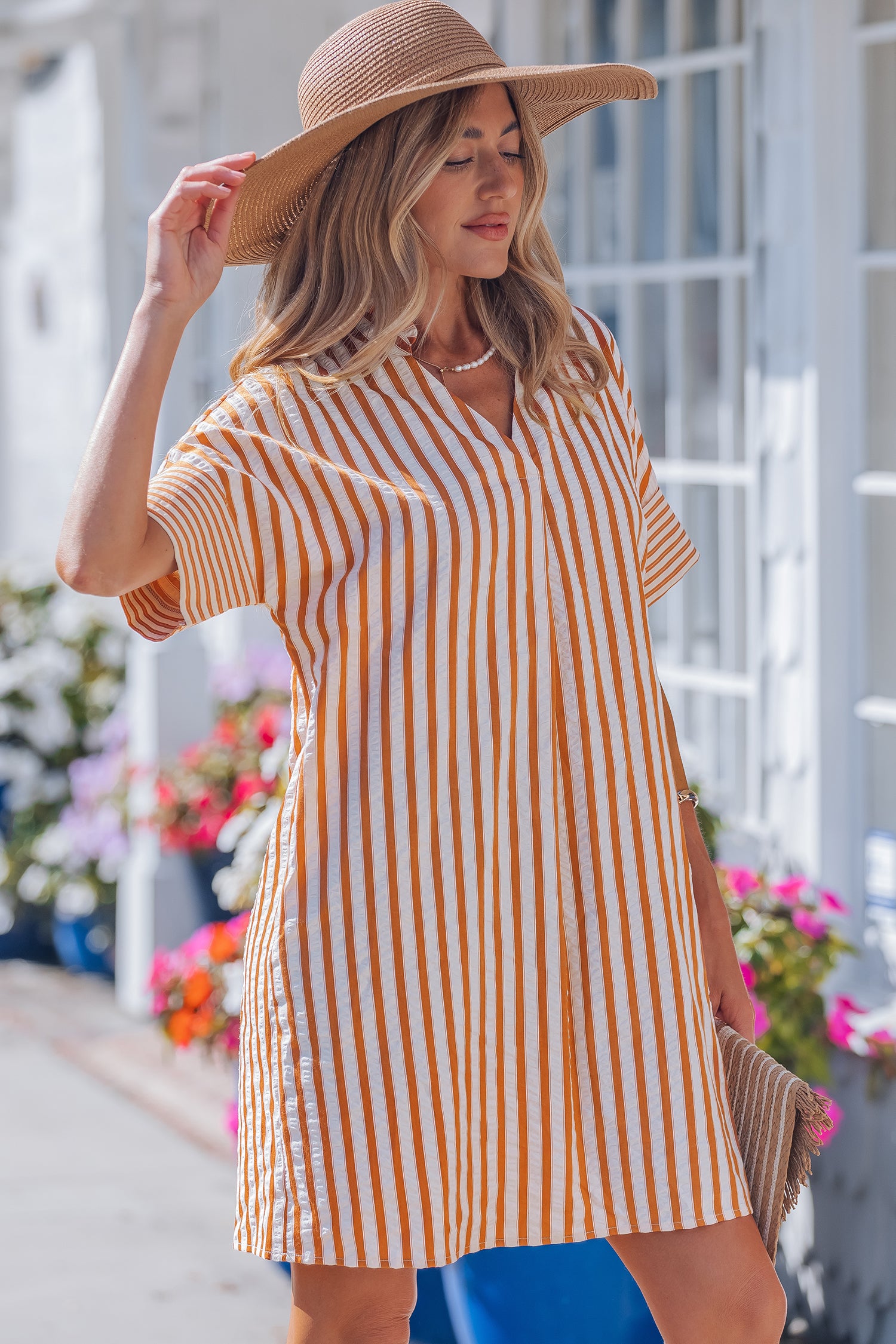 Marigold Stripe Shift Dress