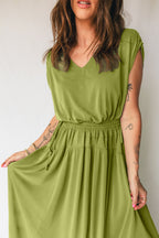 Matcha Smocked Waist Maxi Dress