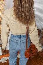 Vanilla Button-Front Cropped Knit Cardigan