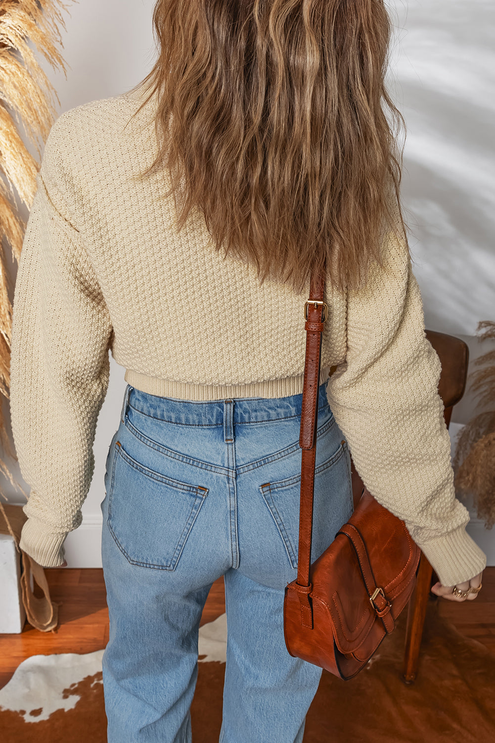 Vanilla Button-Front Cropped Knit Cardigan