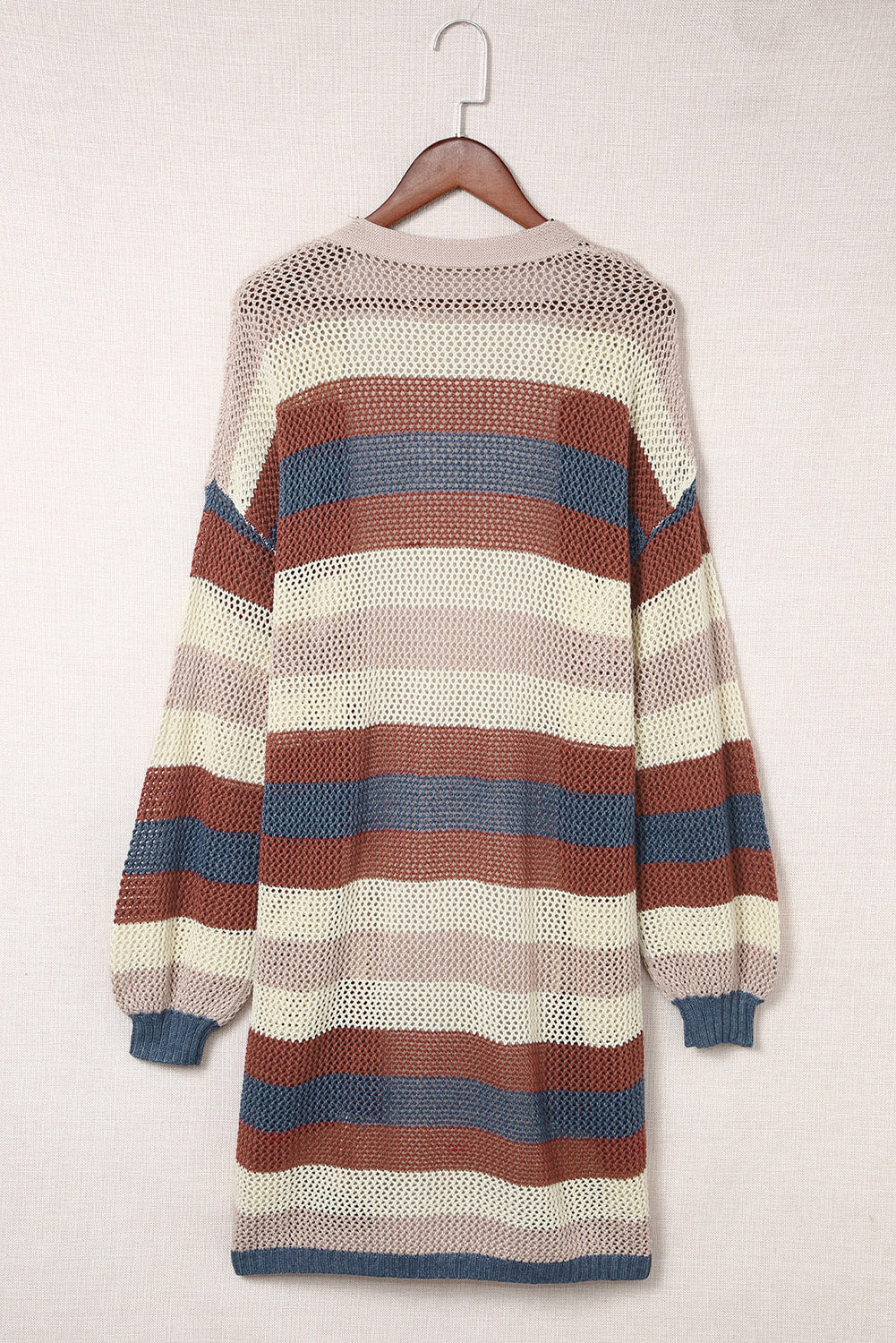 Terracotta Stripe Open-Front Cardigan
