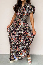 Seville Rose Print Tiered Maxi Dress