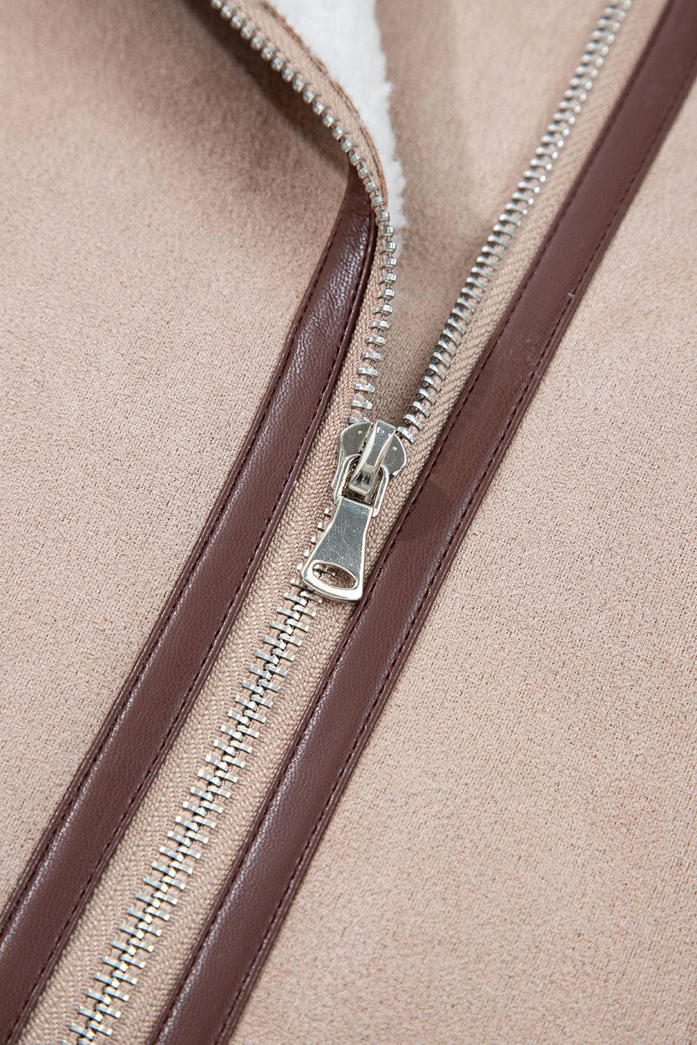 Almond Faux Shearling Aviator Vest