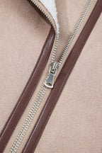 Almond Faux Shearling Aviator Vest