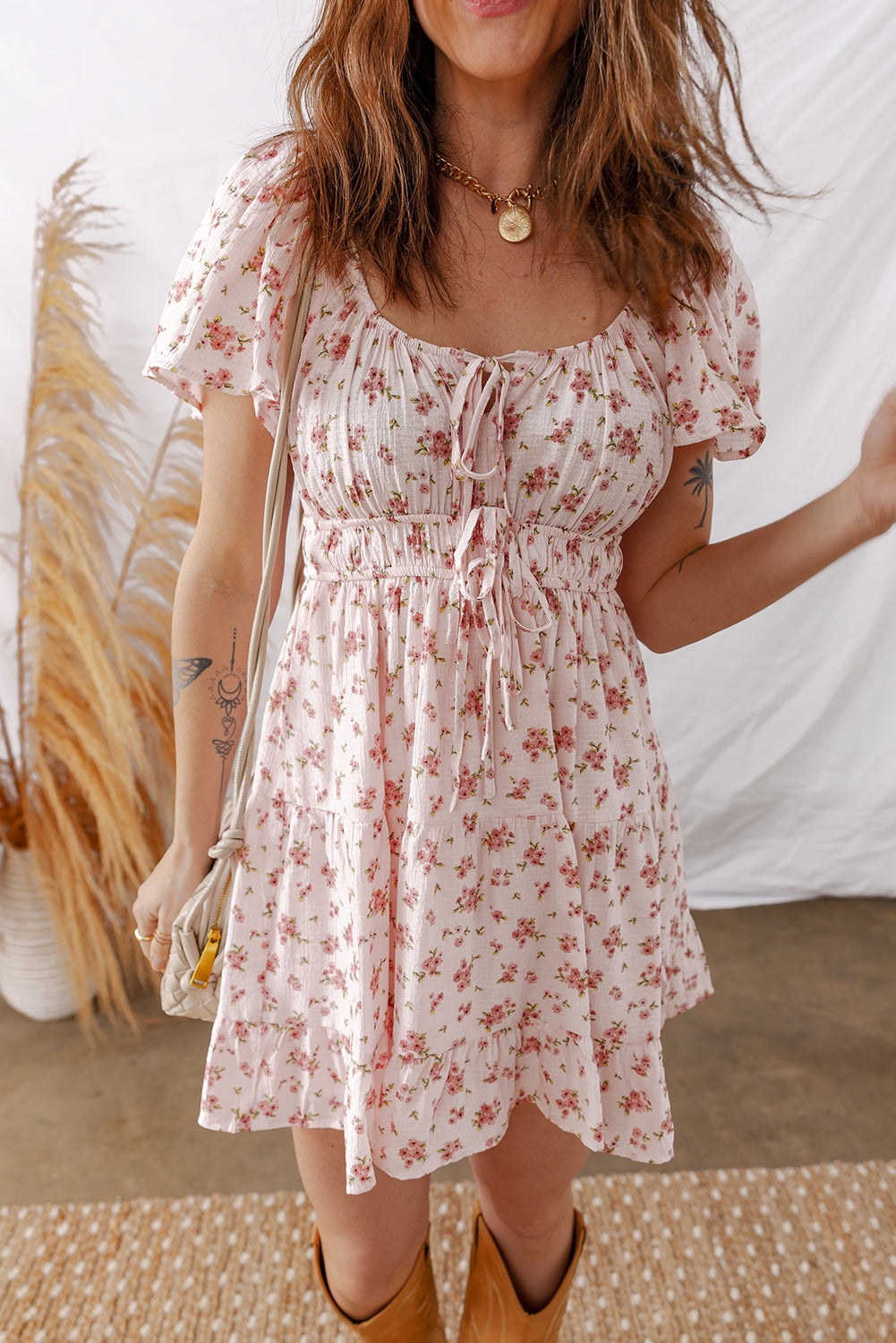 Blush Ditsy Floral Mini Dress