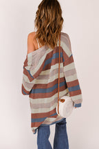 Terracotta Stripe Open-Front Cardigan