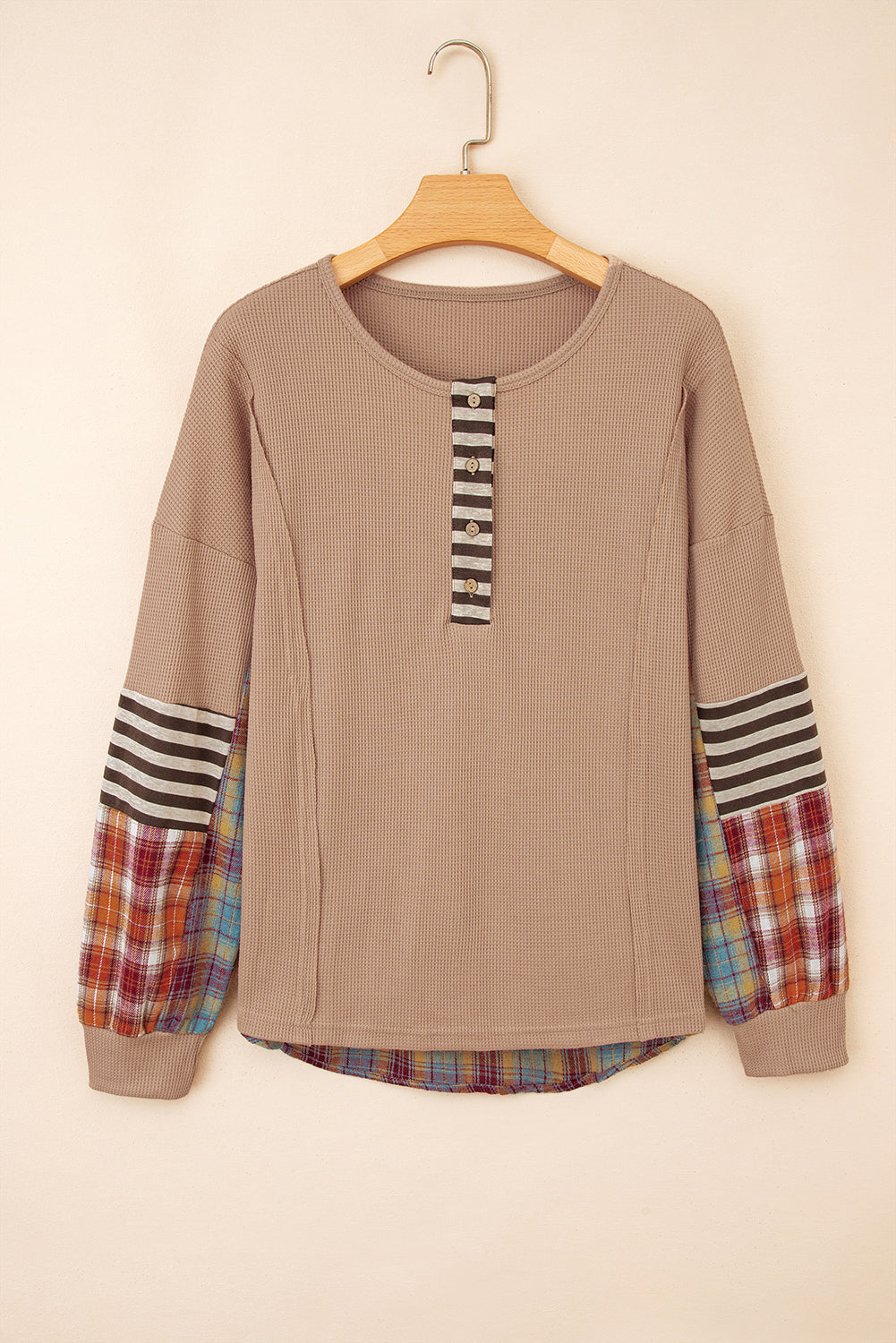 Mixed Pattern Waffle Henley