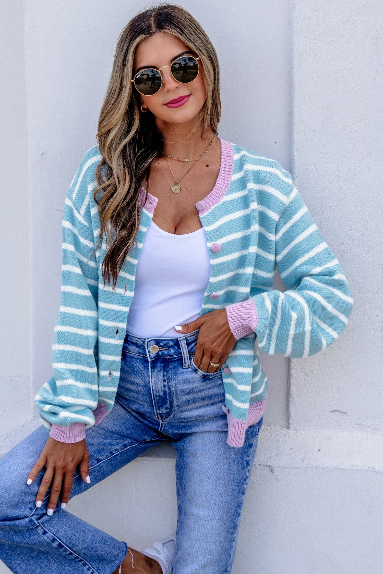 Striped Sky Blue Cardigan
