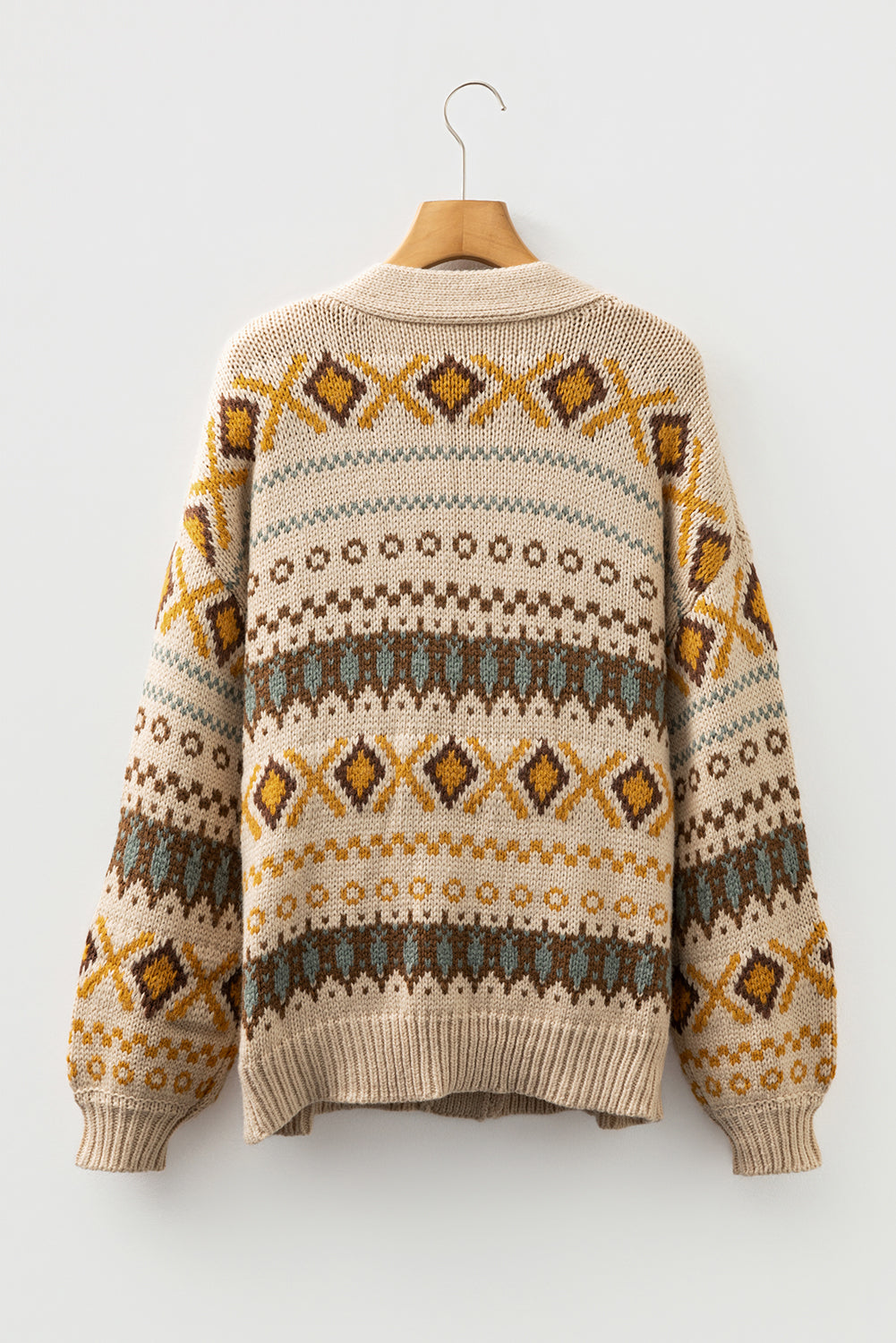 Oatmeal Mustard Fair Isle Cardigan