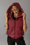 Burgundy Hooded Puffer Vest