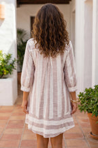 Blush Striped Collared Shirt Dress