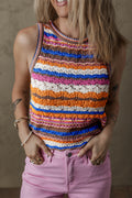 Marrakesh Stripe Crochet Knit Tank