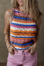 Marrakesh Stripe Crochet Knit Tank