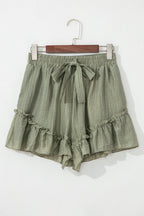 Sage Ruffle-Hem Tie-Waist Shorts