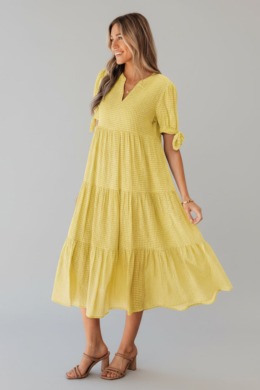 Textured Tiered Midi Dress