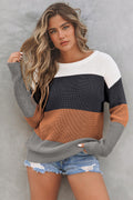 Colourblock Ribbed Knit Sweater