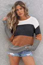 Colourblock Ribbed Knit Sweater