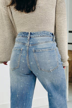 Light Wash Distressed Wide-Leg Jeans