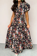 Seville Rose Print Tiered Maxi Dress