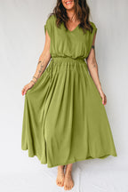 Matcha Smocked Waist Maxi Dress