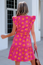 Fuchsia Polka Dot Belted Dress