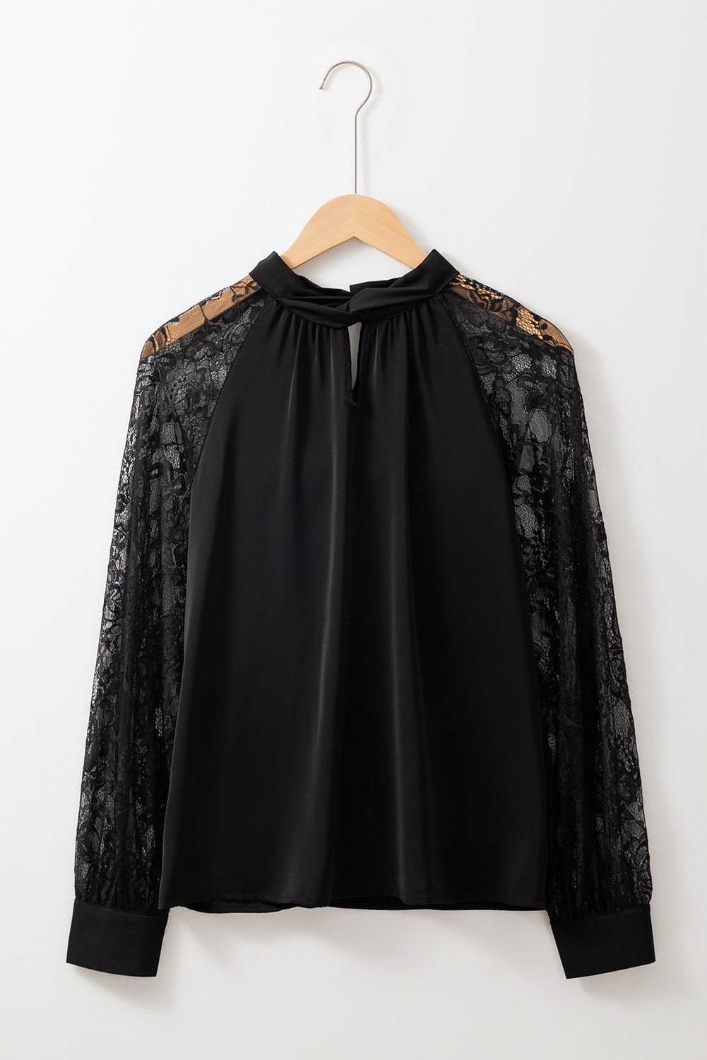 Black Floral Lace Sleeve Blouse