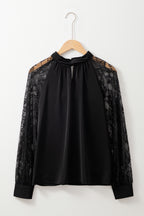 Black Floral Lace Sleeve Blouse