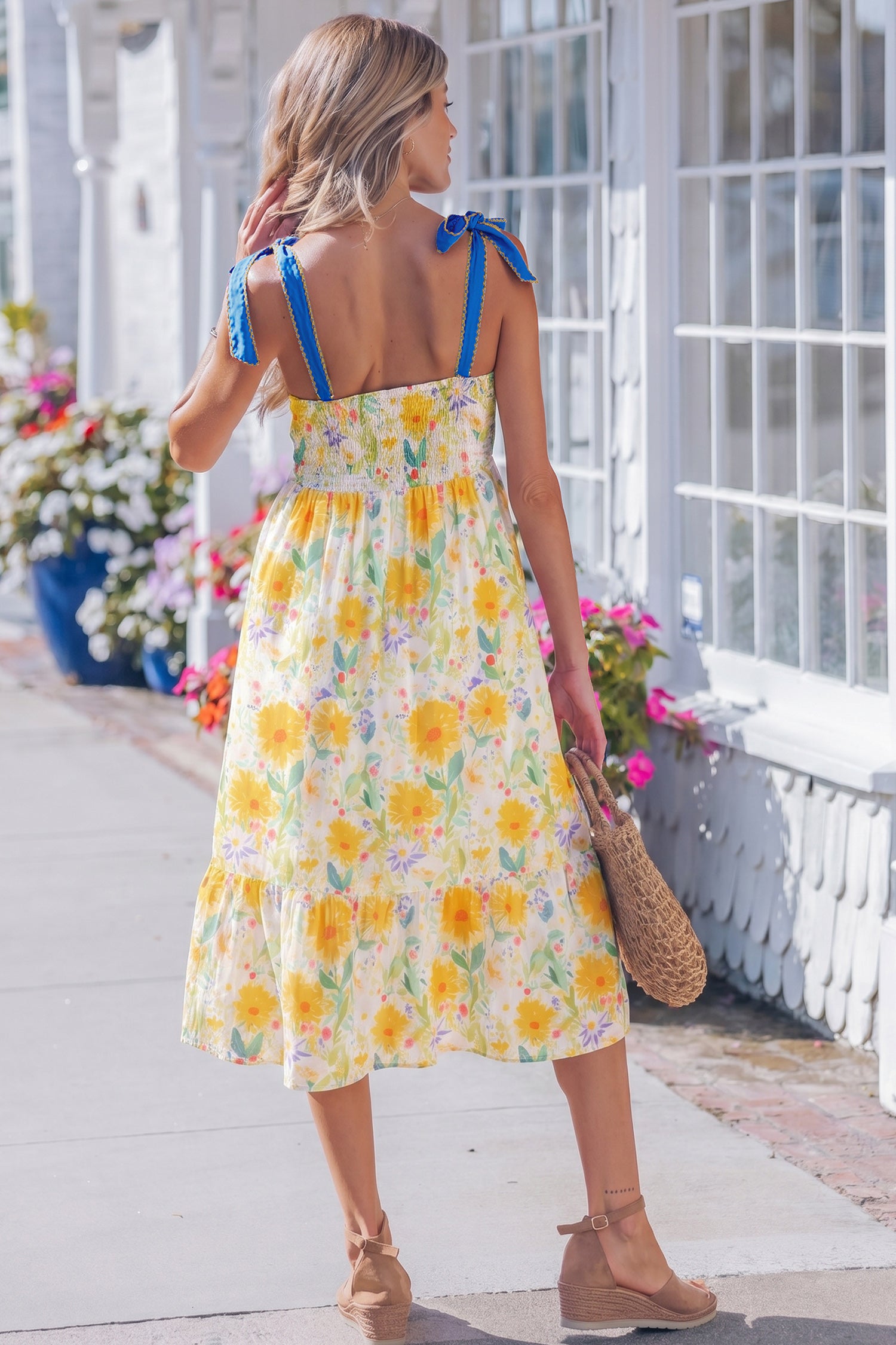 Wildflower Tie Strap Midi Dress
