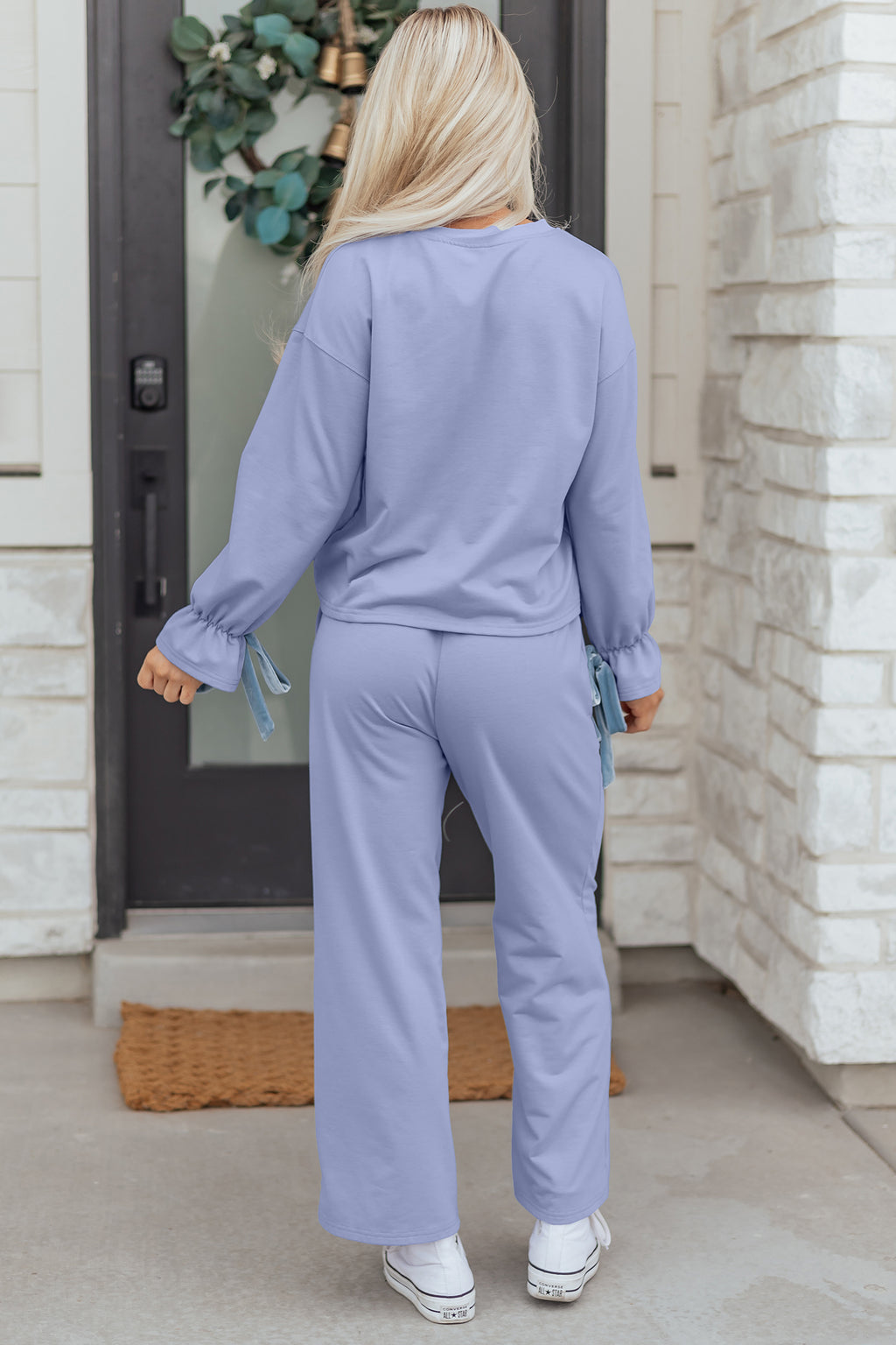 Periwinkle Velvet Bow Lounge Set