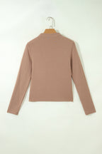 Almond High Neck Long Sleeve Top