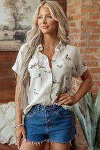 Cream Mallard Print Short Sleeve Shirt
