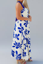Blue and White Botanical Print Maxi Dress