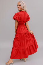 Puff Sleeve Tiered Maxi Dress