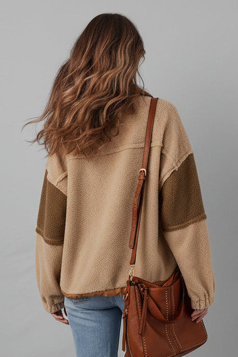 Latte Colourblock Sherpa Pullover