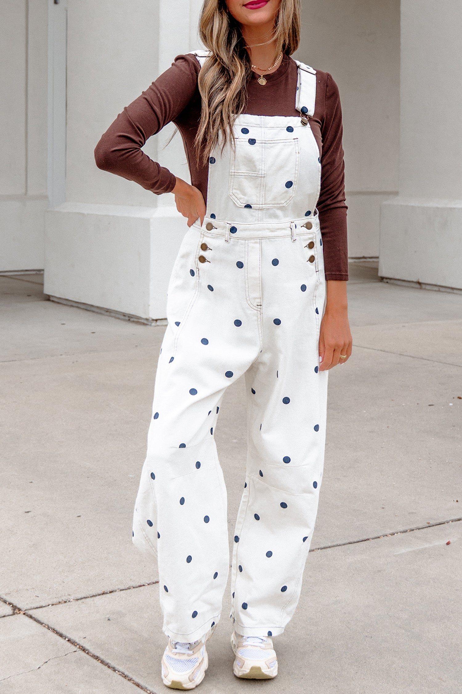 Polka Dot Barrel Leg Overalls