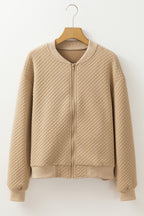 Latte Diamond Quilted Bomber Jacket