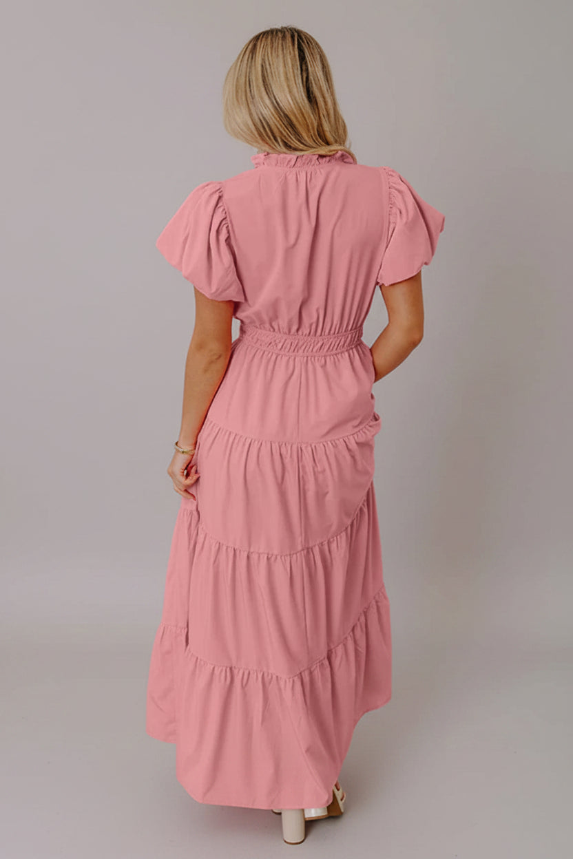 Puff Sleeve Tiered Maxi Dress