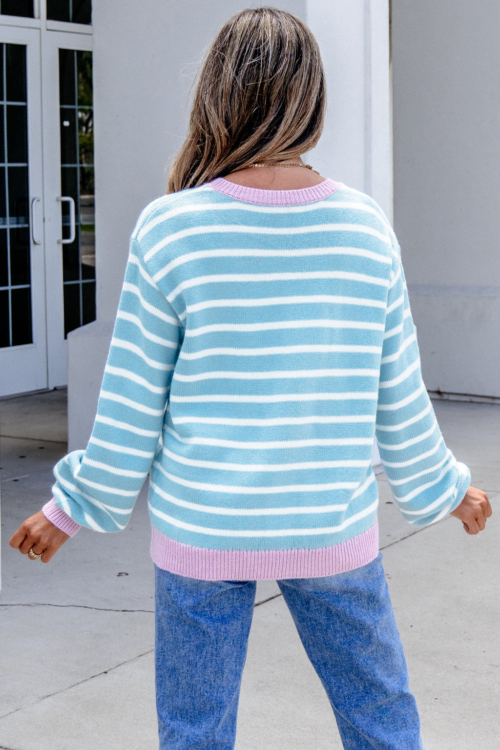 Striped Sky Blue Cardigan