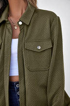 Olive Textured Zip-Up Jacket