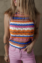 Marrakesh Stripe Crochet Knit Tank