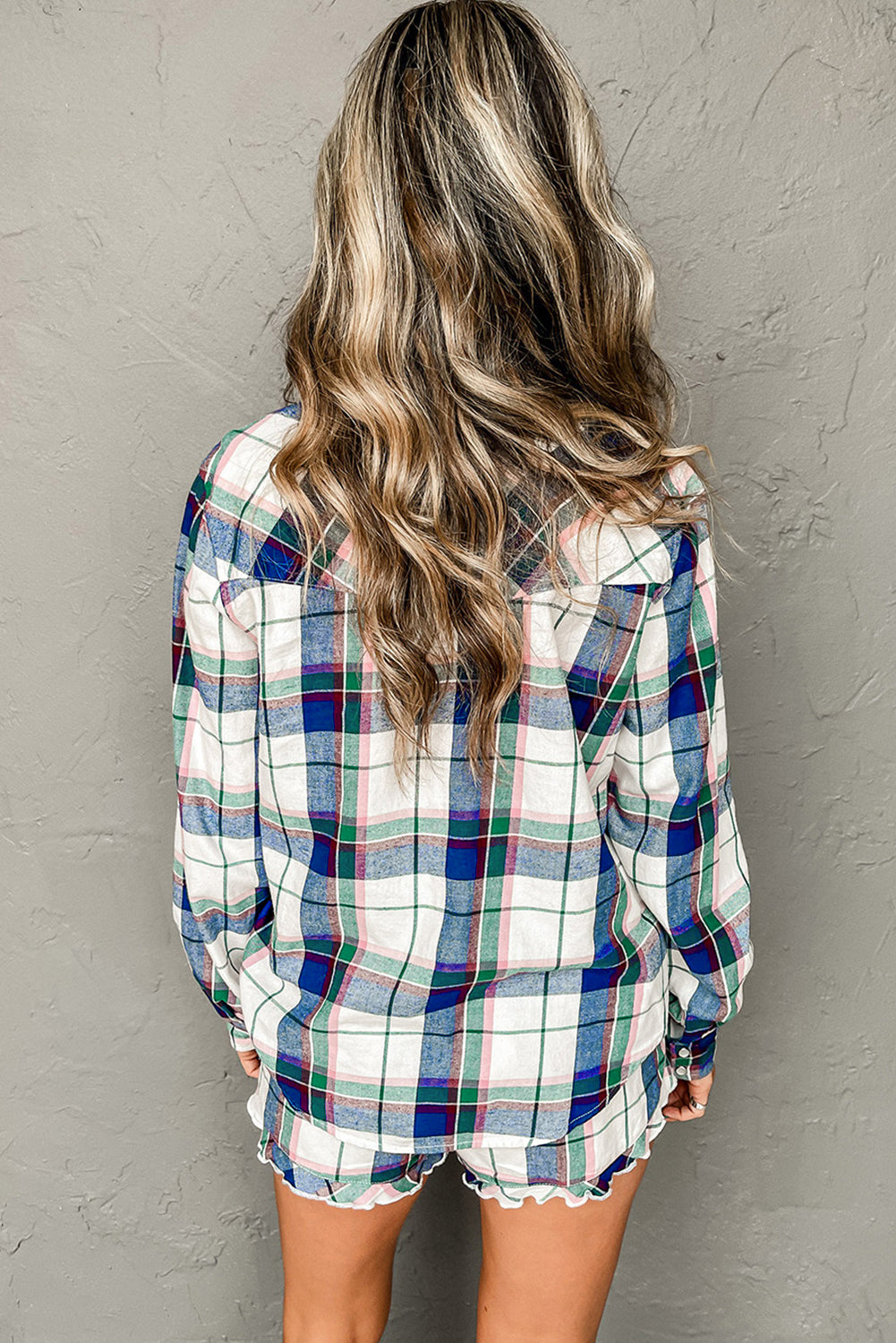 Bermuda Plaid Long Sleeve Lounge Set