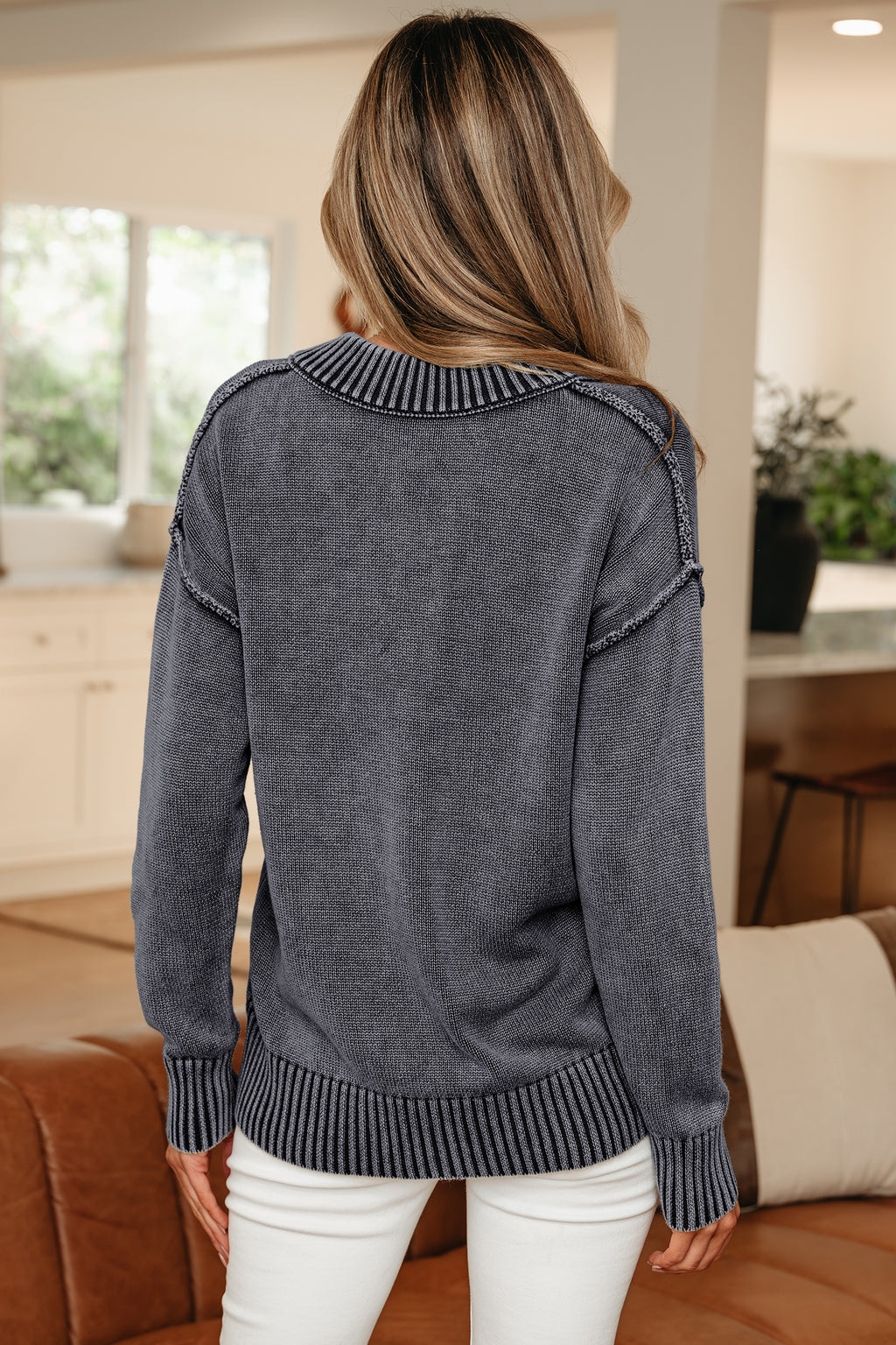 Mineral Wash Exposed Seam Sweater