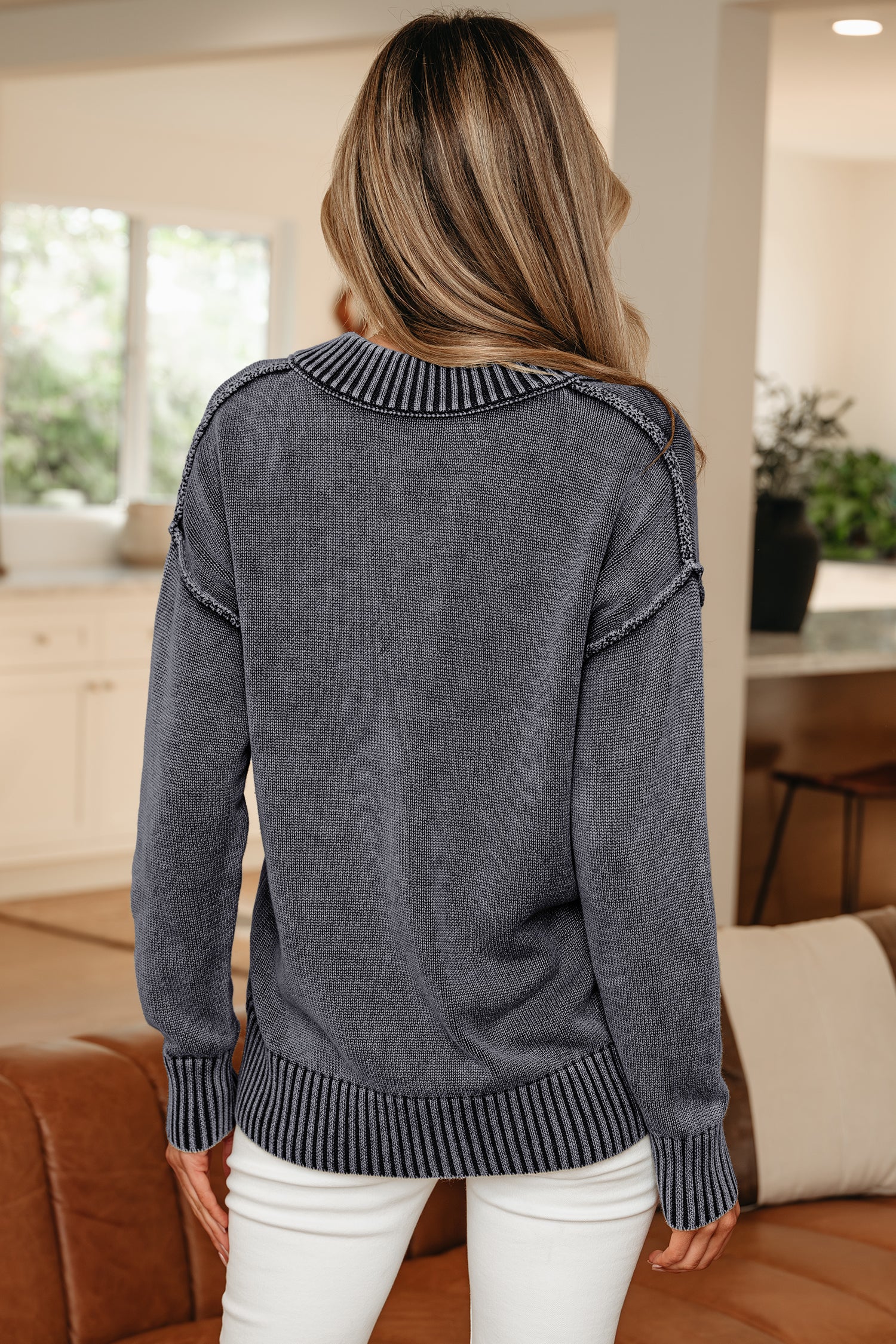 Mineral Wash Exposed Seam Sweater