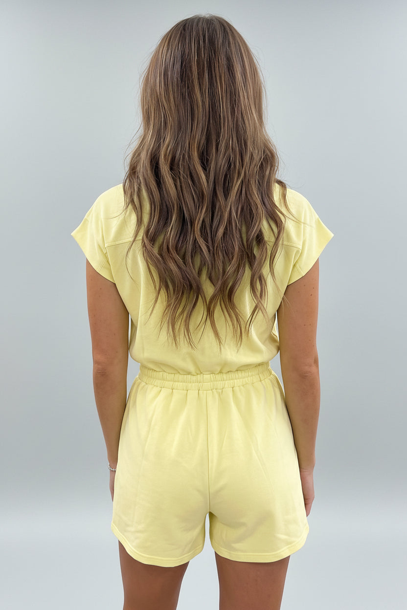 Zip-Front Cap Sleeve Romper