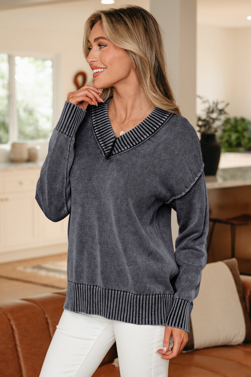 Mineral Wash Exposed Seam Sweater