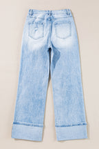 Light Wash Distressed Straight Leg Jeans